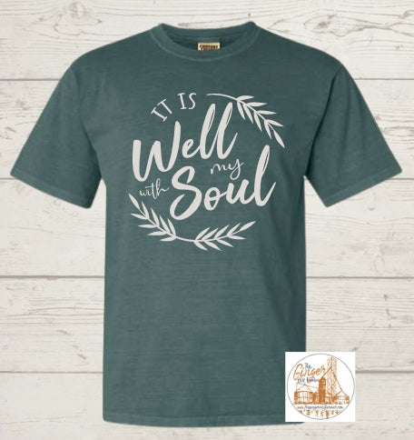 It Is Well with My Soul Graphic Tee in Blue Spruce | Sizes Small-3XL