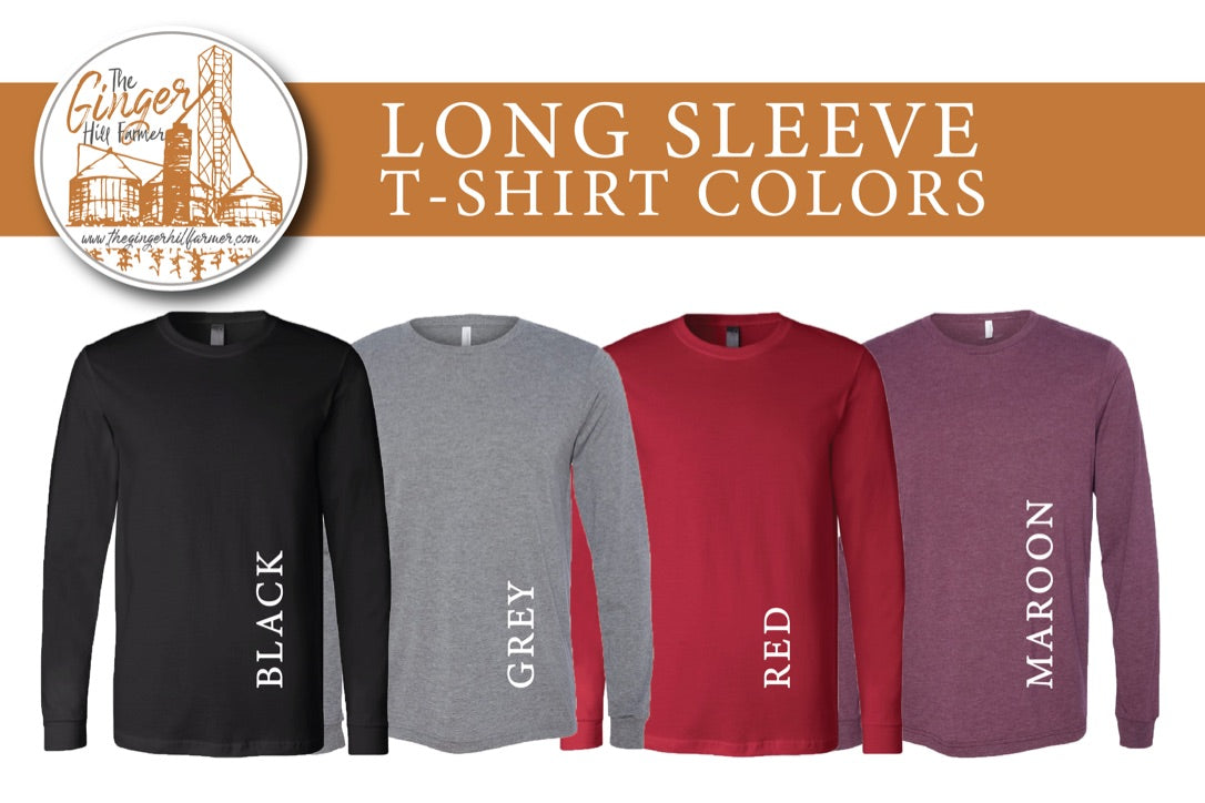 long sleeve t-shirt color options to choose from