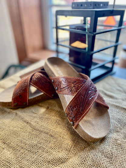 Leather Tooled Sandal